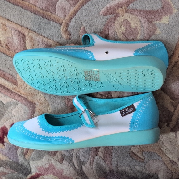 Blue And White Satin Women's Hot Chocolate Mary Jane's - Picture 2 of 3